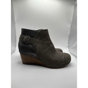 Dansko Gray and Black Wedge Ankle Booties